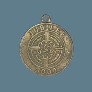 Vintage Jubilee 2000 Pendant/Charm "Christ Yesterday Today Forever" Brass Toned